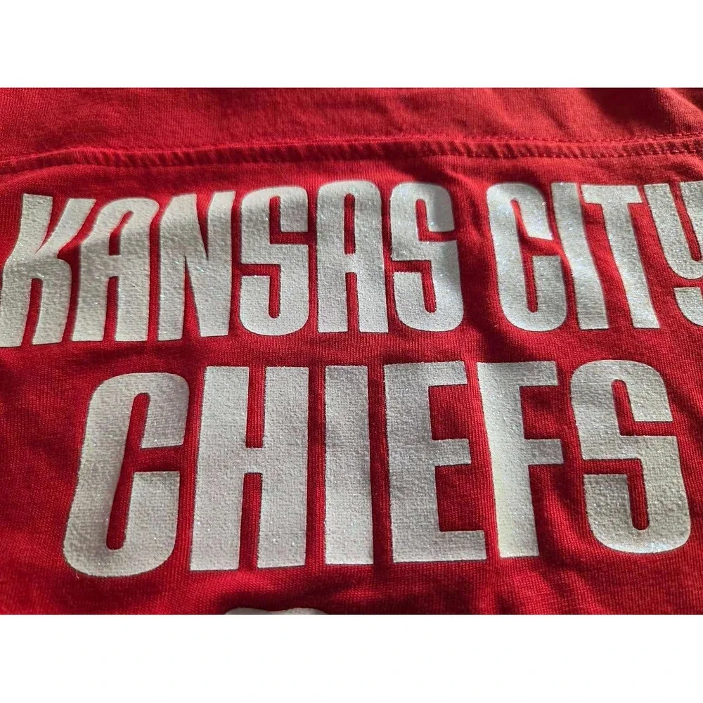 NFL Kansas City Chiefs Girls Red Glitter Logo T-Shirt Size XS 4/5 NWT